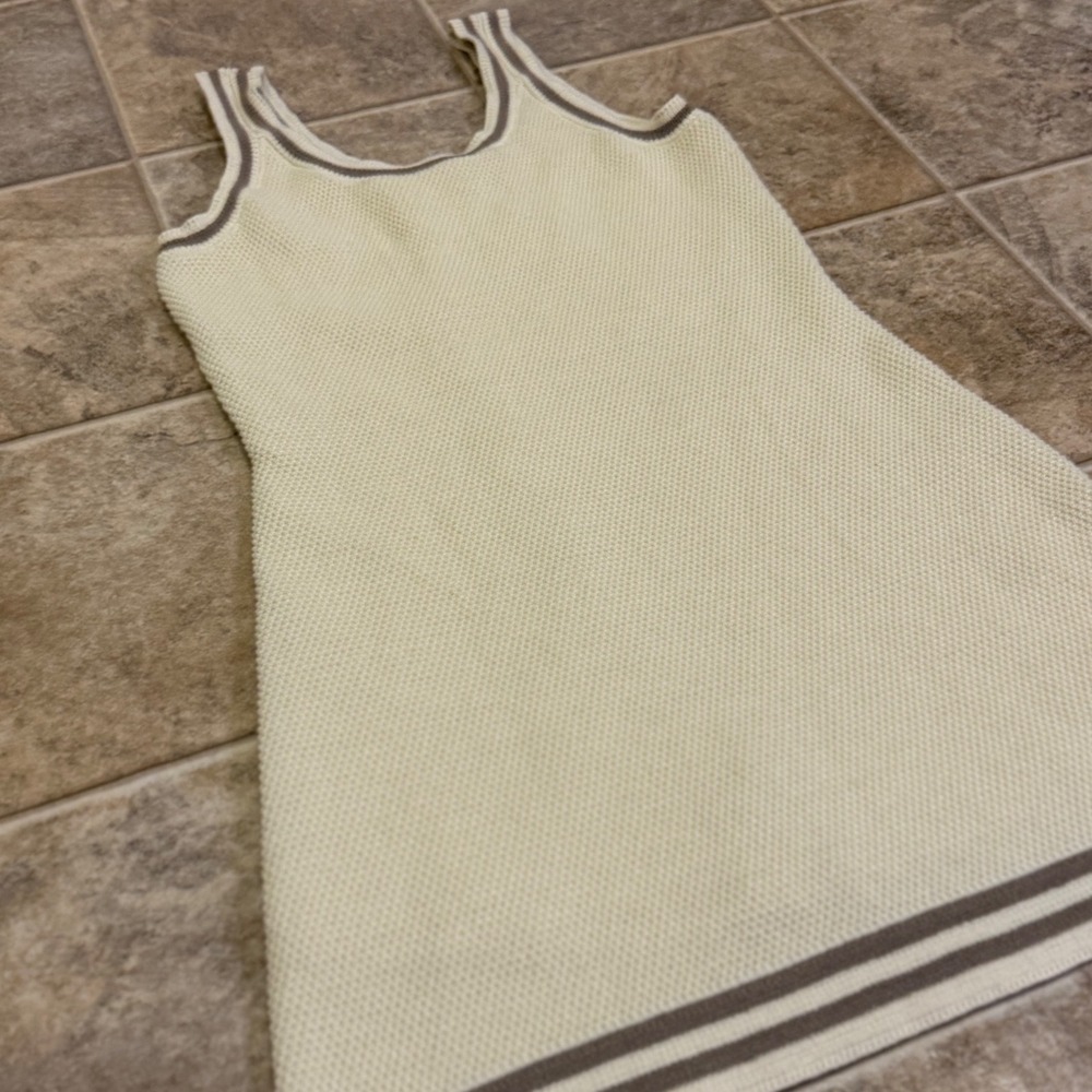 Narovien Womens Cream Knit Tennis Dress Striped Built-in Shorts Pockets